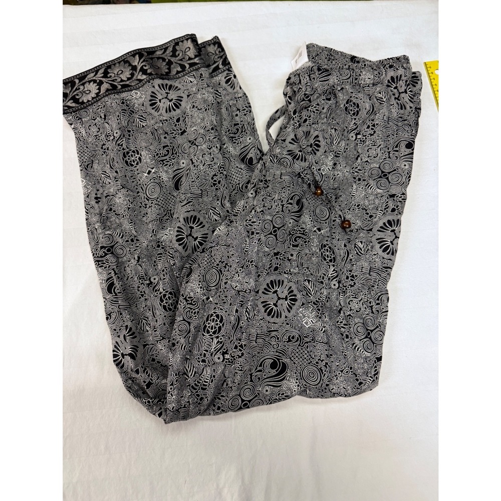 Sudara Punjammies Black White Floral Print Wide Leg Lounge Pants Small